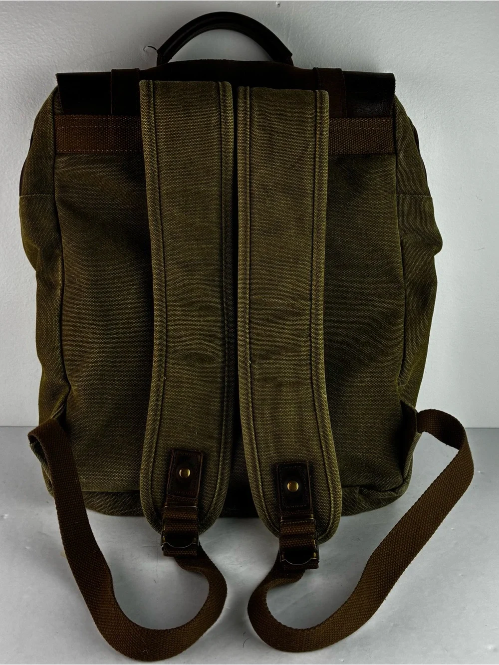Woosir Vintage Early 2000’s Leather & Heavy Canvas Backpack